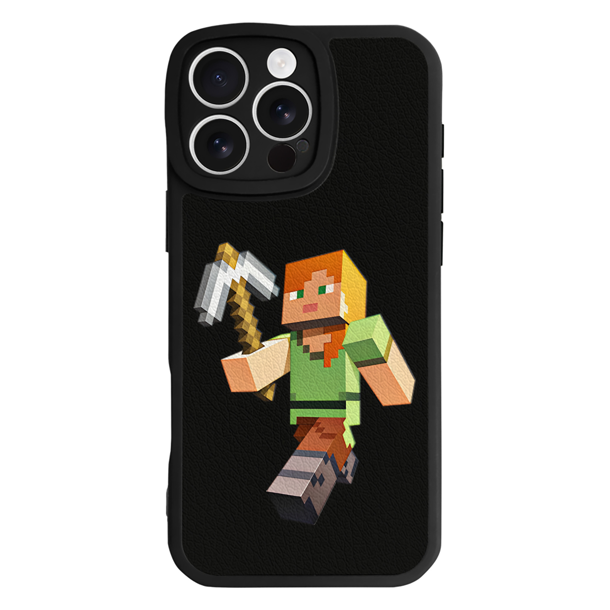 （画像用） マインクラフト ブロックの世界 Minecraft MC Block world 【iPhone 16シリーズ対応】シリコンスマホケース（レザー調） 材質：シリコン